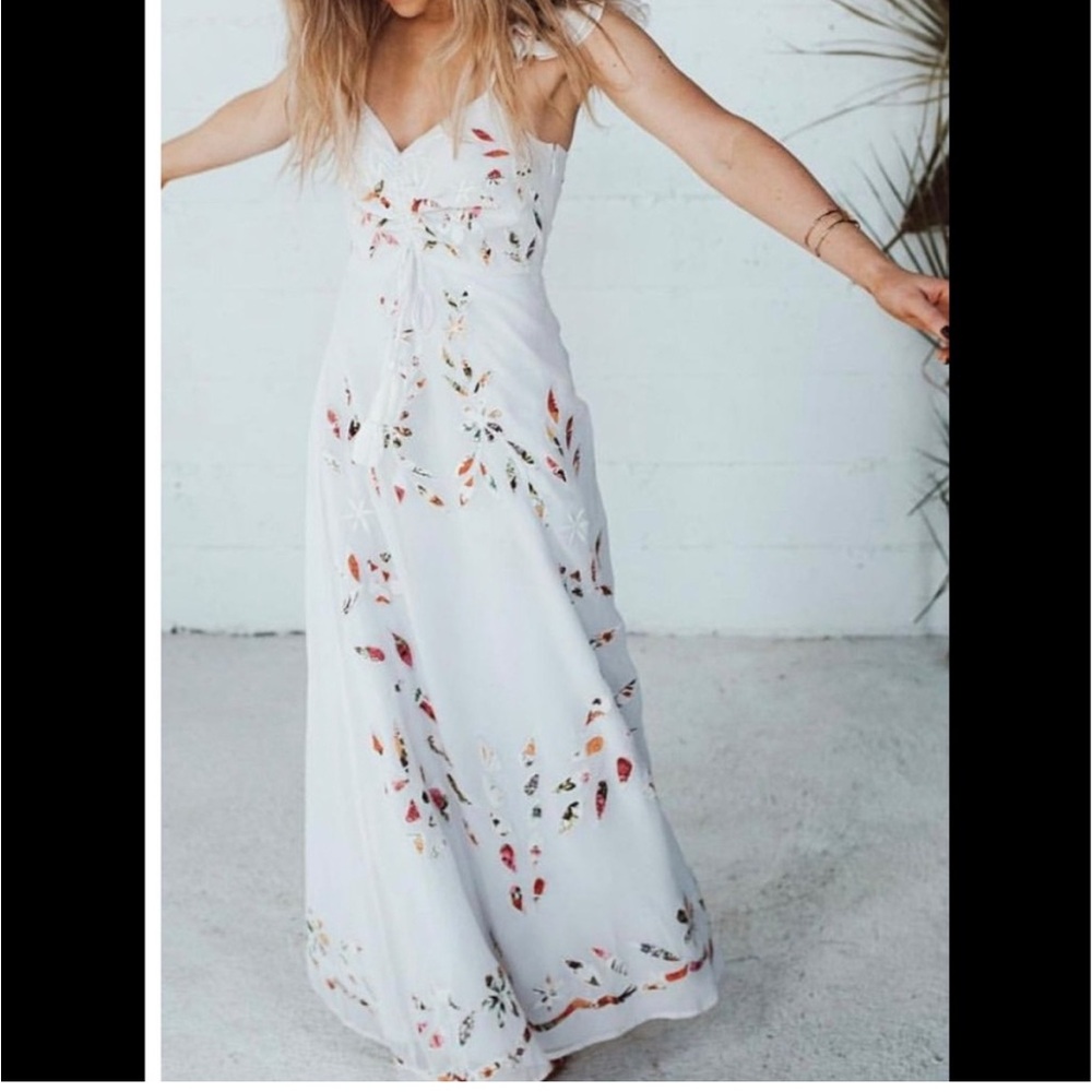 NWT | Anthropologie Farm Rio Quintana White Embroidered Floral Dress | MSRP $248